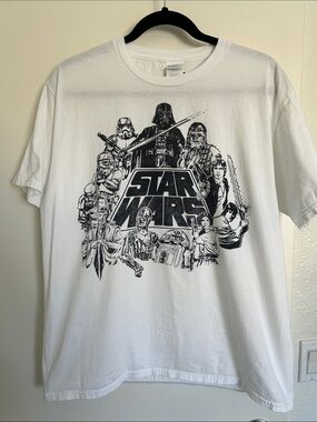 Star Wars Men's Short Sleeve Tee - White with Black Graphic